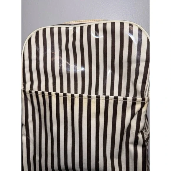 Vintage Henri Bendel Centennial Stripe Large Clear Vinyl Makeup Bag 12 X 9 X 4" - Picture 3 of 16